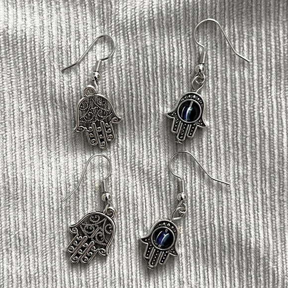2 pairs of hamsa hand boho dainty earrings - Picture 1 of 1